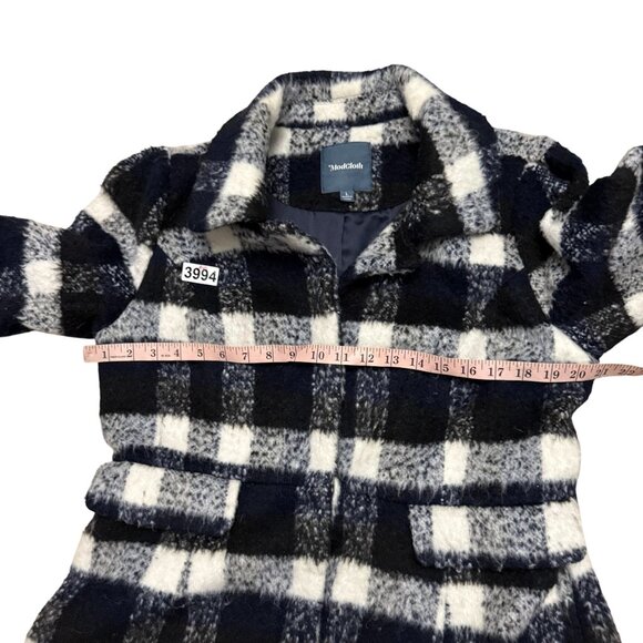 Modcloth Women's Ladylike Lately Collared Coat SZ L Plaid Black White Cozycore - Picture 6 of 7